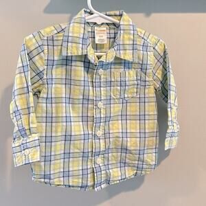 Gymboree Blue/Yellow Plaid‎ Button Down Dress Shirt 12-18 Month